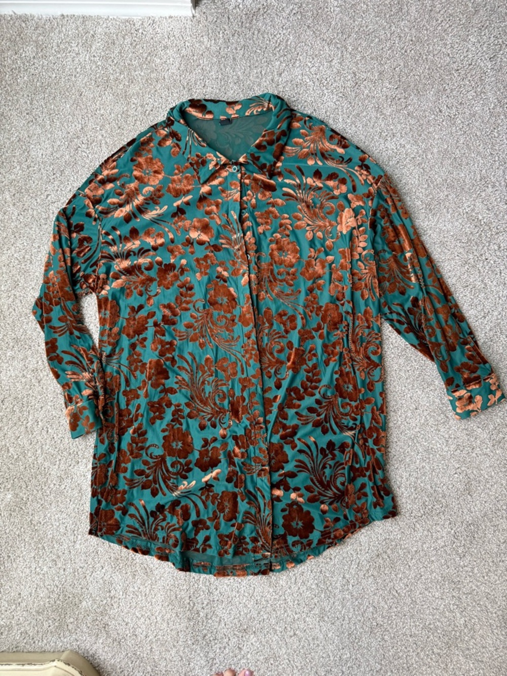 SHEIN Teal and Brown Floral Mini Dress
